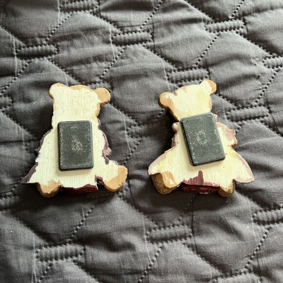 Vintage Resin Teddy Bear Refrigerator Magnets Set Of 2 Books School Themed - Picture 2 of 6